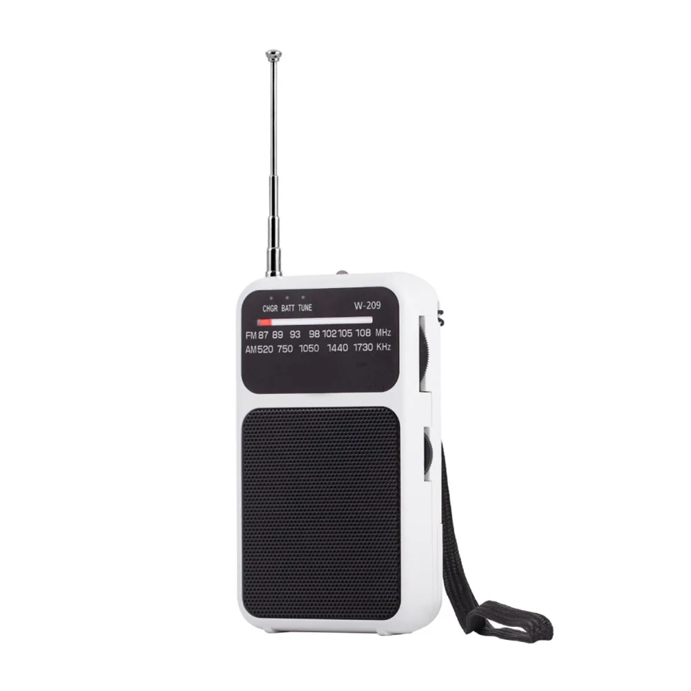 Portable Radio With Headphone Slot FM/AM Radio AAA Battery Powered Older Portable Radio Car Electronics Accessories: WHITE