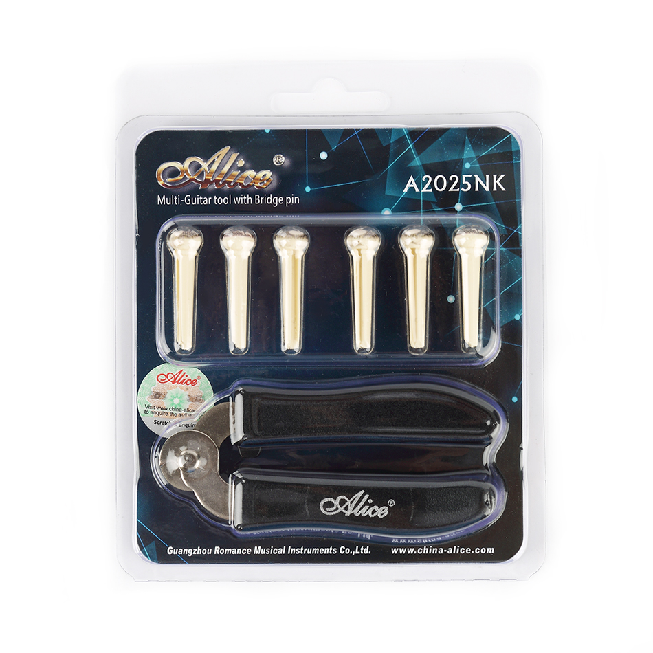 Alice Multi Guitar Tools With Function of Strings Cutter Bridge Pins Puller Hoister With 6 Skull Pins