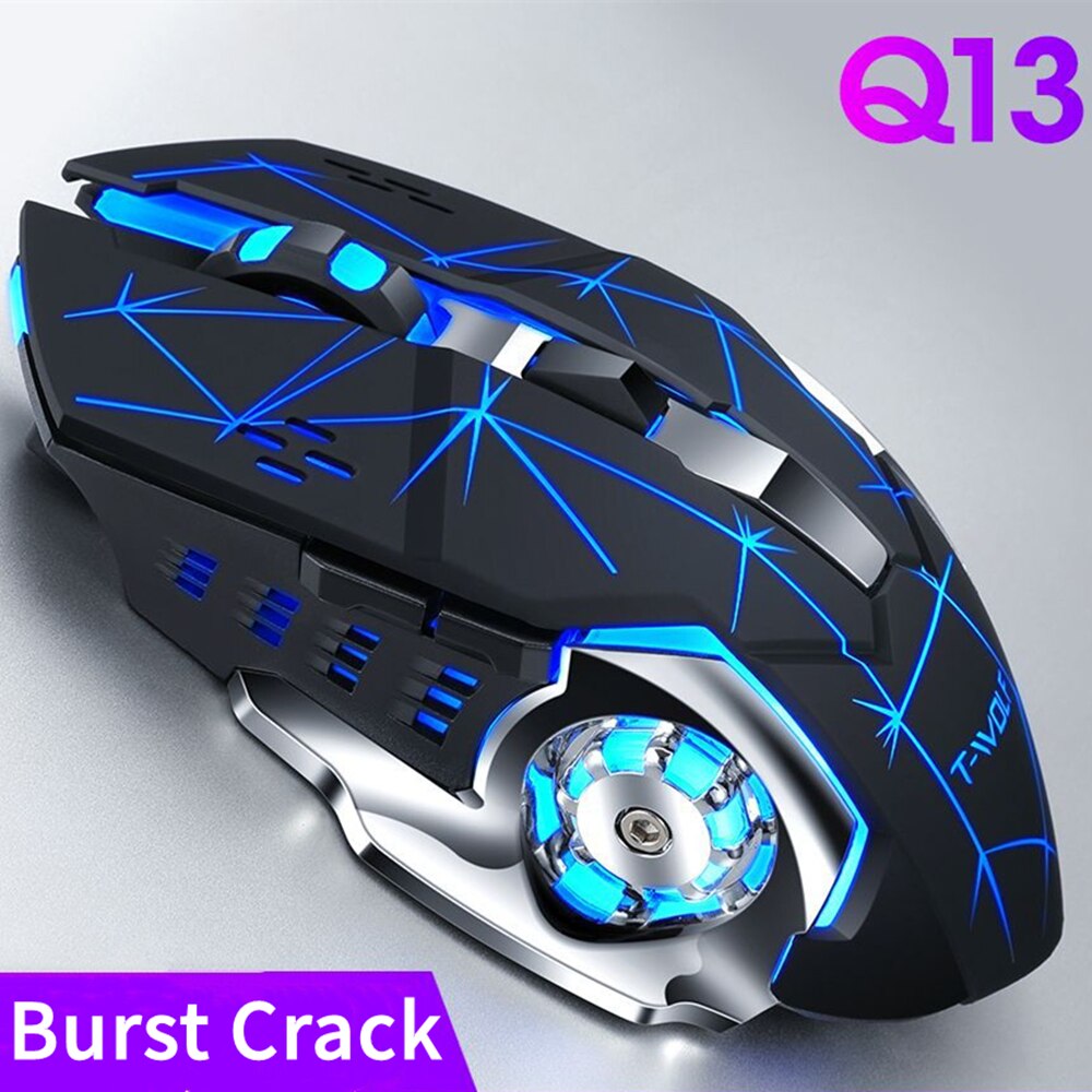 KUU Q13 Profession wireless Gaming Mouse 6 Buttons 2400 DPI LED Optical USB Computer Silent Mouse For PC laptop: Burst crack