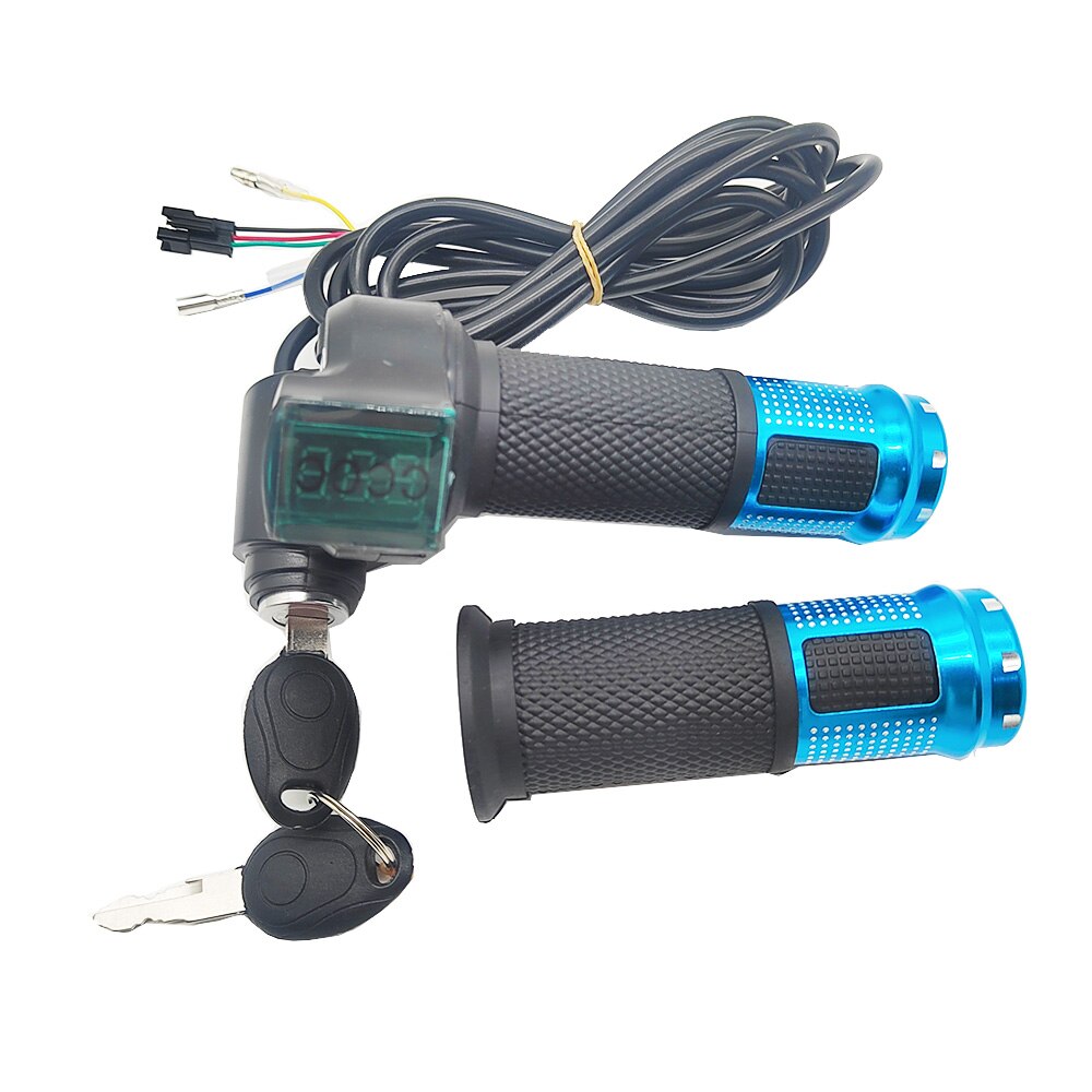 12 V/24 V/36 V/48 V/60 V/72 V ebike della valvola a farfalla con batteria di alimentazione del Schermo LCD Interruttore Manopole Del Manubrio per bici elettrica/scooter/ebike: blu