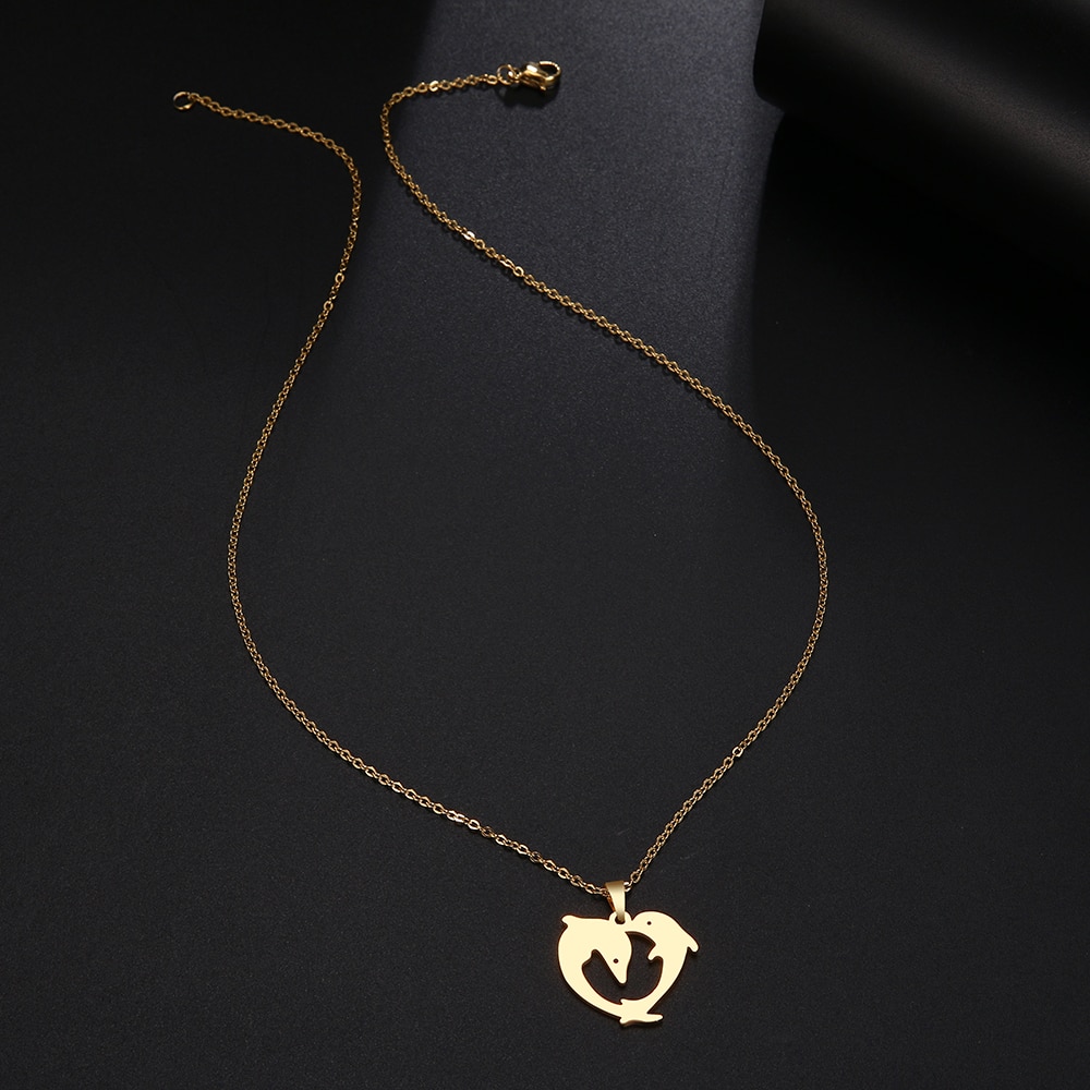 Dotifi Rvs Ketting Voor Vrouwen Man Speelse Paar Dolfijn Hanger Ketting Engagement Sieraden