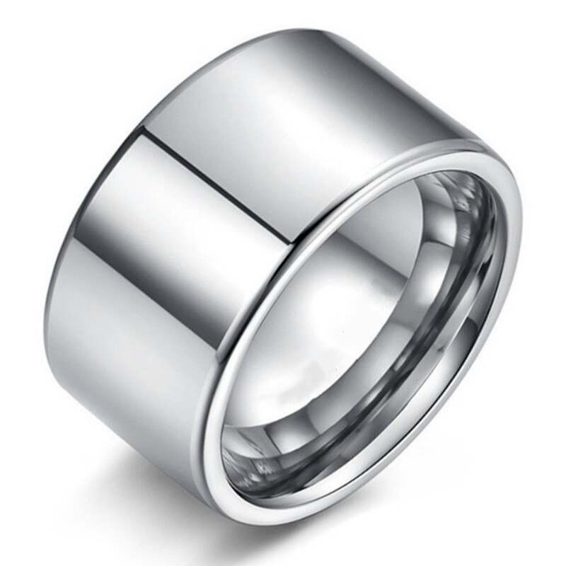 Eenvoudige 12Mm Breed Grote Titanium Stalen Gezicht Ring Voor Mannen Super Brede Zilveren Kleur Mannen Ring Grote Vinger ring Bruiloft Sieraden: 7