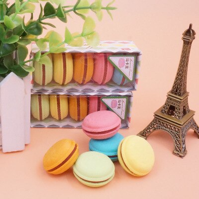 5 Stks/doos Cut Kawaii Korea Briefpapier Heerlijk Dessert Macaron Cake Gustless School Materiaal Gum Voor Kinderen 665