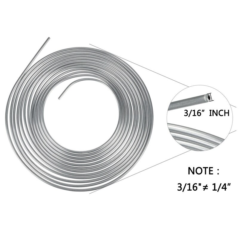 Zinc Steel Brake Line 25 Foot Tubing Kit 1/4 OD Coil Roll & 15Pcs Tube Fittings