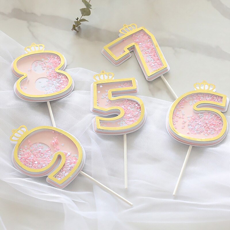 Glitter Cake Decoration Insert Sequins Paper Cake Toppers Happy Birthday Baby Shower Wedding Anniversary Party Cupcake Decor