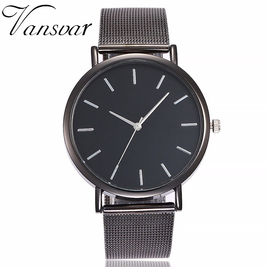 Vansvar Mode Vrouwen Crystal Rvs Analoge Quartz Horloges Vrouwen Armband Horloge Relogio Feminino: black 