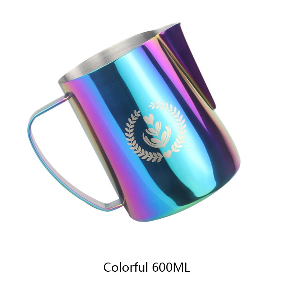 Stainless Steel Cup Coffee Cup Coffee Milk Mug Frothing Milk Latte Jug Coffees Pitcher Mug Craft Latte Frothing Art Jug 600ml: colorful 600ml