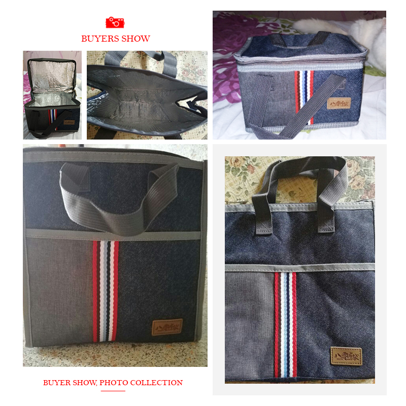 Denim Grote Ijs Koeltassen Geïsoleerde Pack Drinken Voedsel Thermische Leisure Handtas Vrouwen Kid 'S Picknick Pouch Lunchbox accessoires