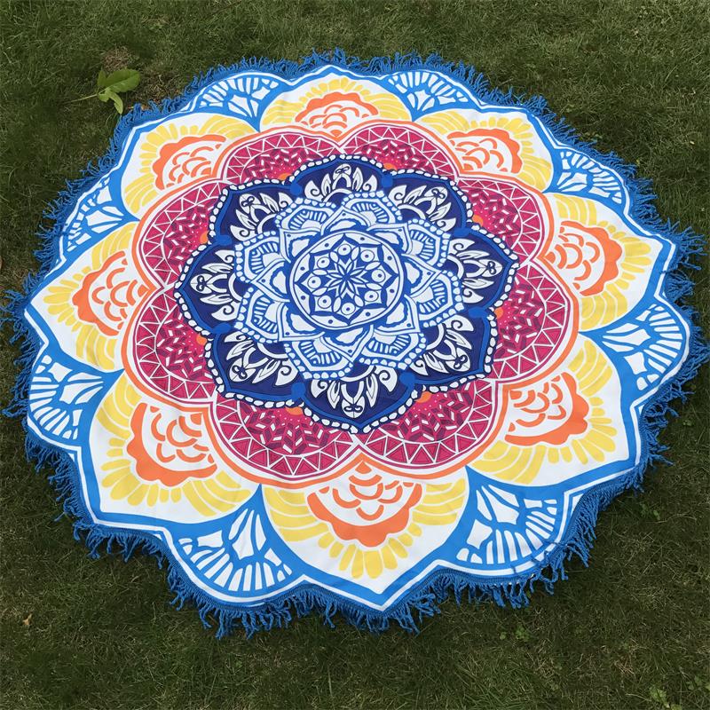 Microfiber Strandlaken Kwastje Indian Mandala Tapestry Lotus Gedrukt Bohemian Yoga Mat Bikini Cover-Up Deken Badhanddoek