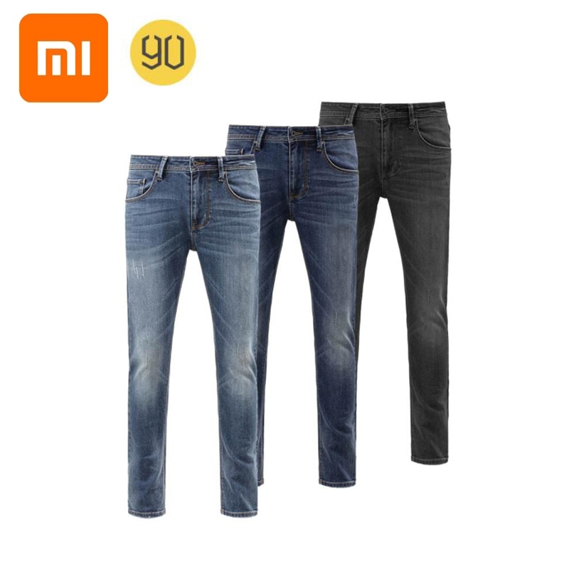 Xiaomi 90fen di alta elastico morbido, confortevole e sottile piccoli jeans diritti di formato 29-36 semplice casual pantaloni selvatici