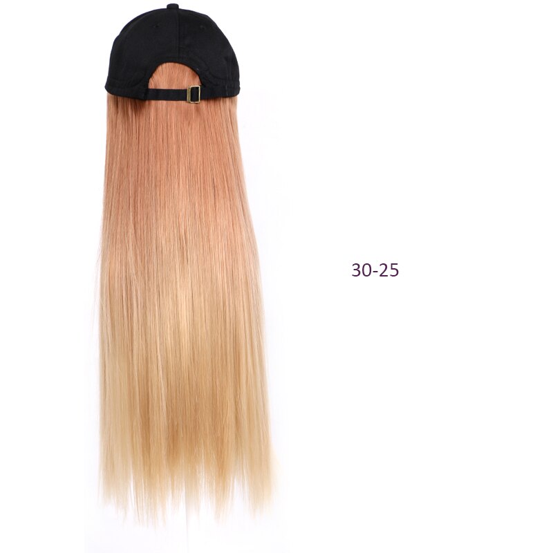 Czapka bejsbolówka z syntetycznymi włosami peruka czarny brązowy kolor długie proste doczepiane włosy z czapką z daszkiem czarny kapelusz dla kobiet: 30-25