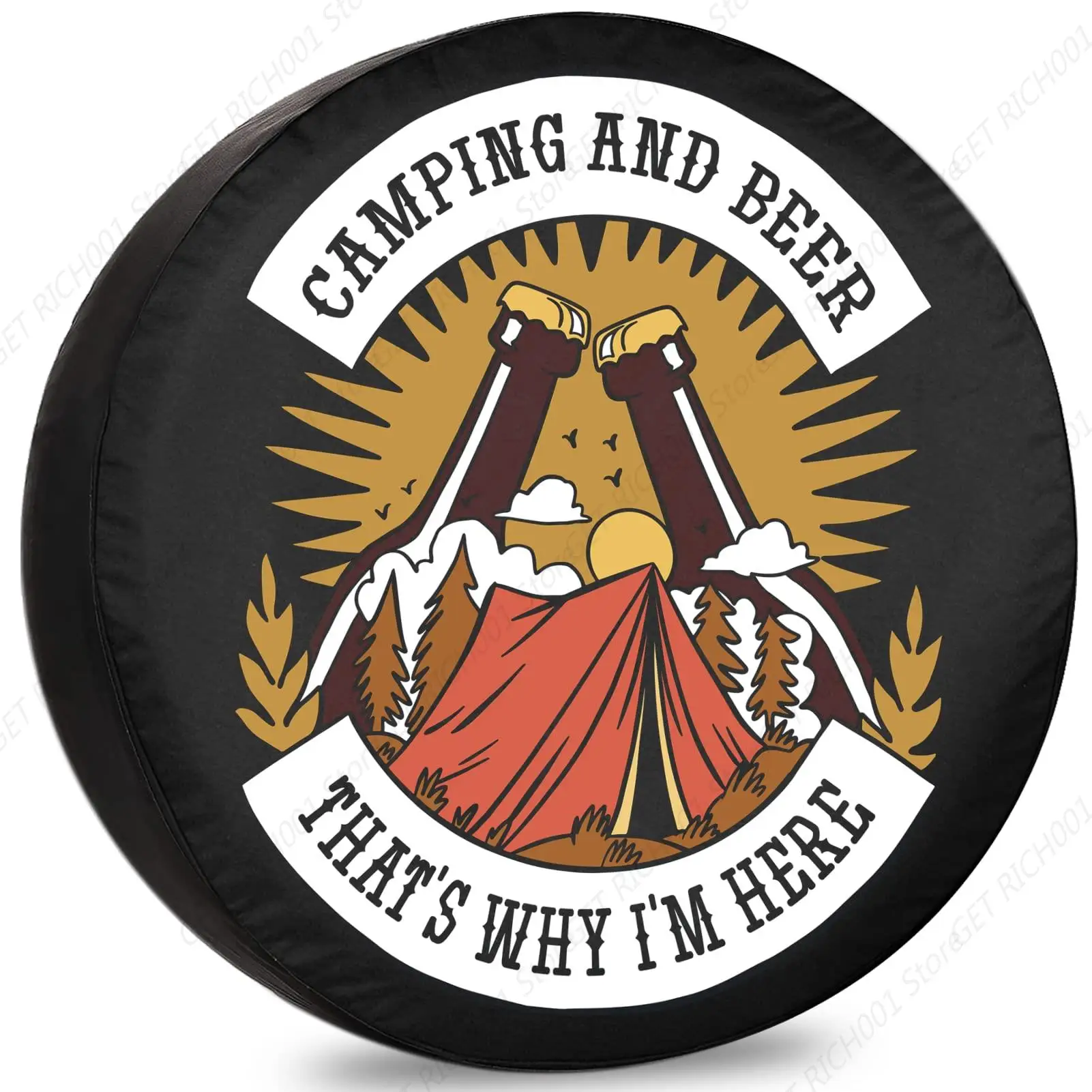Spare Tire Cover Funny Camping and Beer RV Tire Covers Weatherproof Dust-Proof Universal for Trailer CRV SUV Camp Travel Trailer: Make2