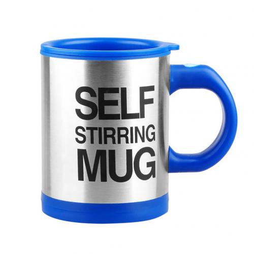 Taza de café de acero inoxidable de 400ml, taza mezcladora automática para café, leche, taza mezcladora, tazas de café aisladas inteligentes: Azul