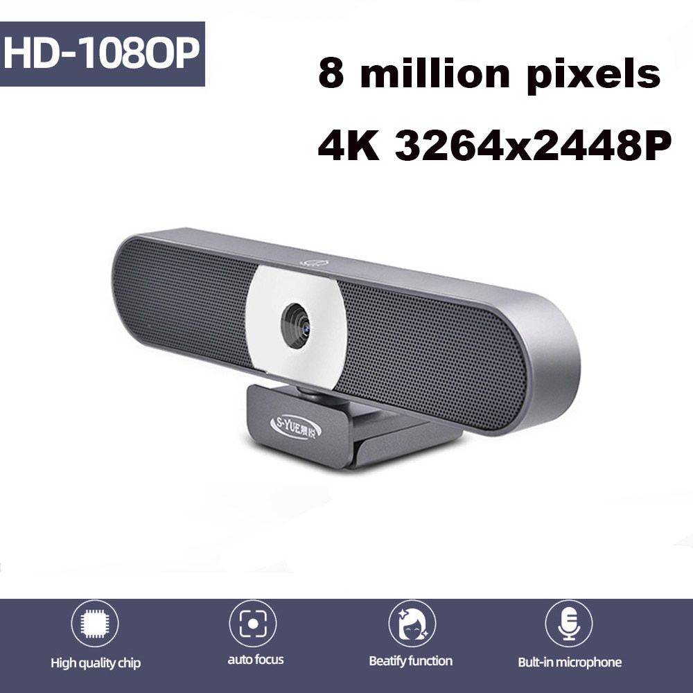 Webcam 1080p, câmera hdweb 8mp 4k com microfone embutido hd, 3264x2448p, usb, conecte te te e jogue web com luz de preenchimento, vídeo widescreen