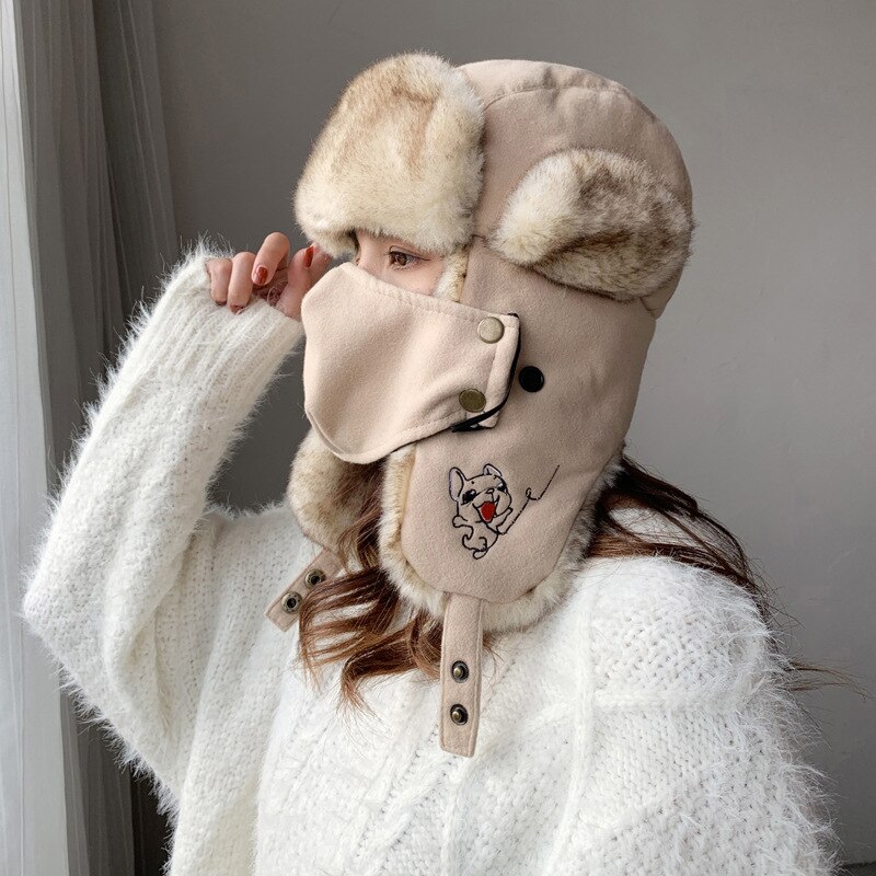 The Modern Ushanka-gorro de invierno resistente al viento, gorros cálidos para exteriores, con orejeras, para mujer