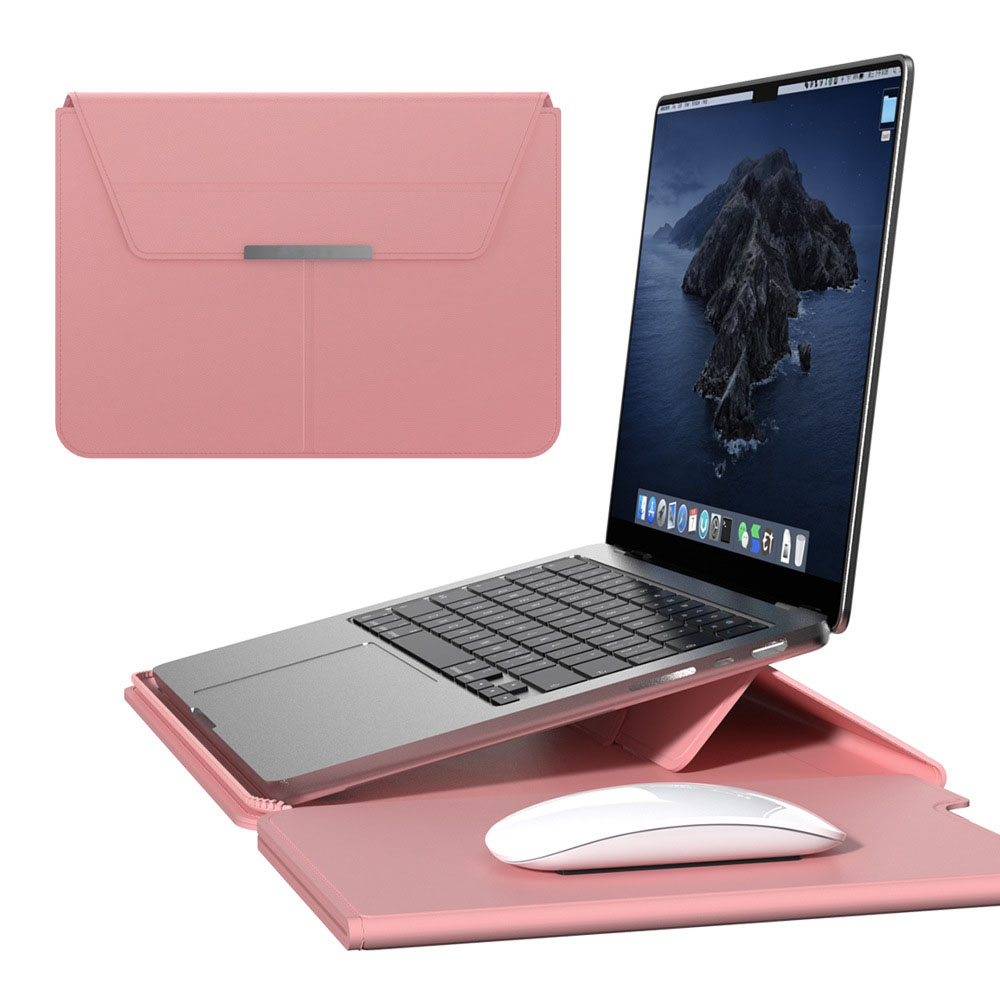 Lederen laptoptas Waterdicht Stofdicht Laptophoes met Notebook Standhouder Muismat voor 13-14 inch Macbook HP Lenovo Dell: Clear