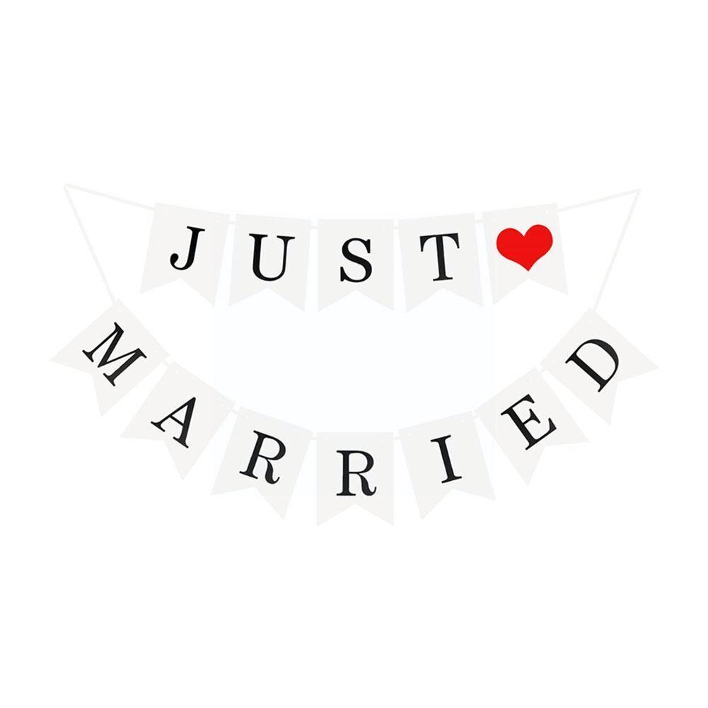 Banderines de boda Vintage Just Married, utilería para fotomatón, cartel de boda, Bandera de , B7U0