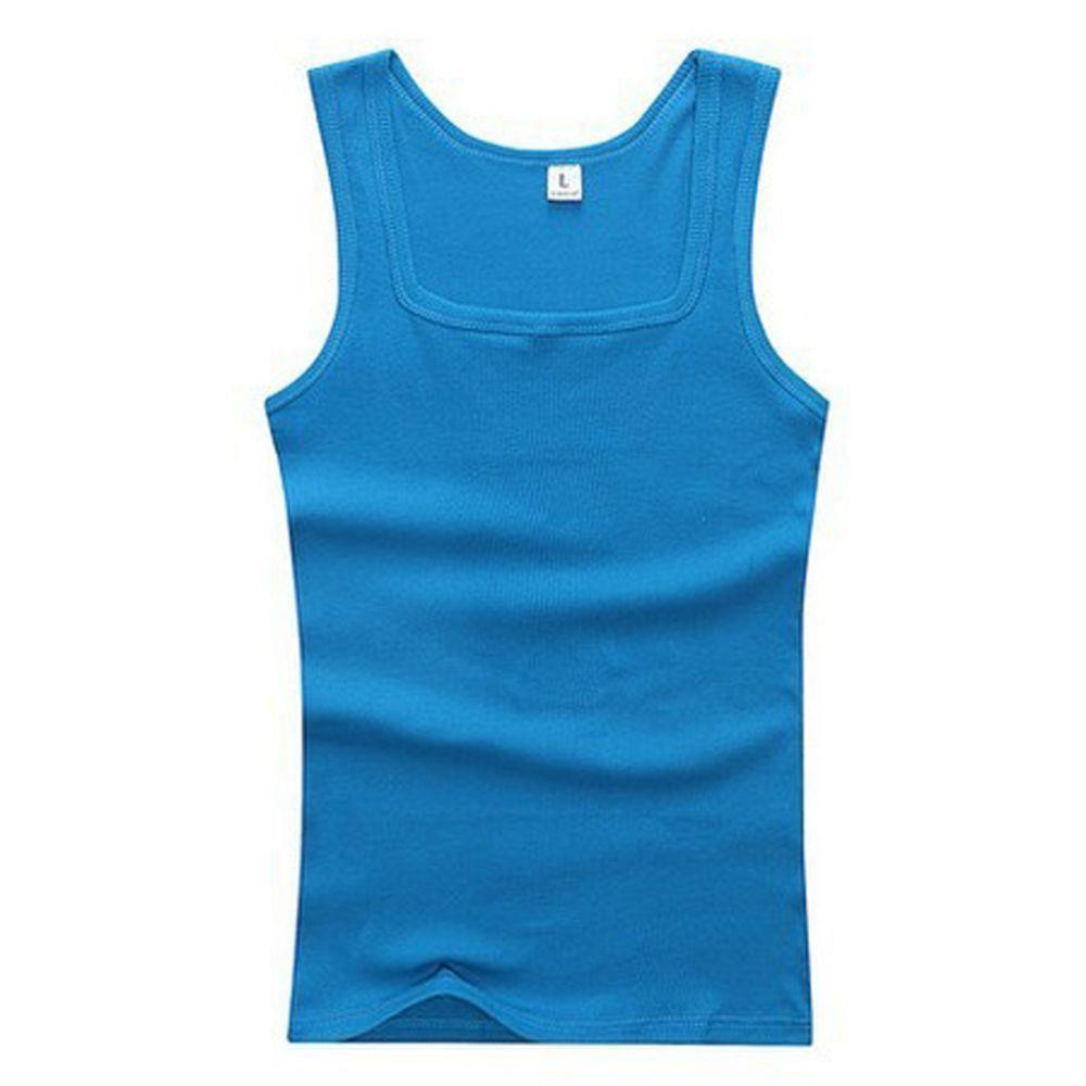 HEIßER Sommer Plus Größe Männliche Kleidung Tank Tops 100% Reine Baumwolle Ärmelloses Fitness T-shirt Elastische Bodybuilding Weste Für Männer Frauen: XL / Blau