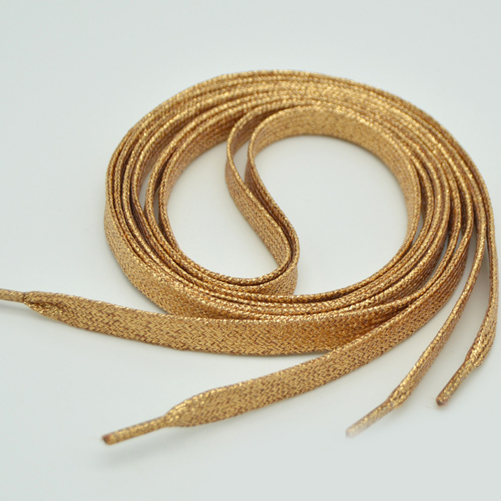 Cordones de hilo dorado y plateado brillante para zapatillas deportivas, cordones planos para correr, cordones de zapato colorido para hombre y mujer, 1 par: rose gold