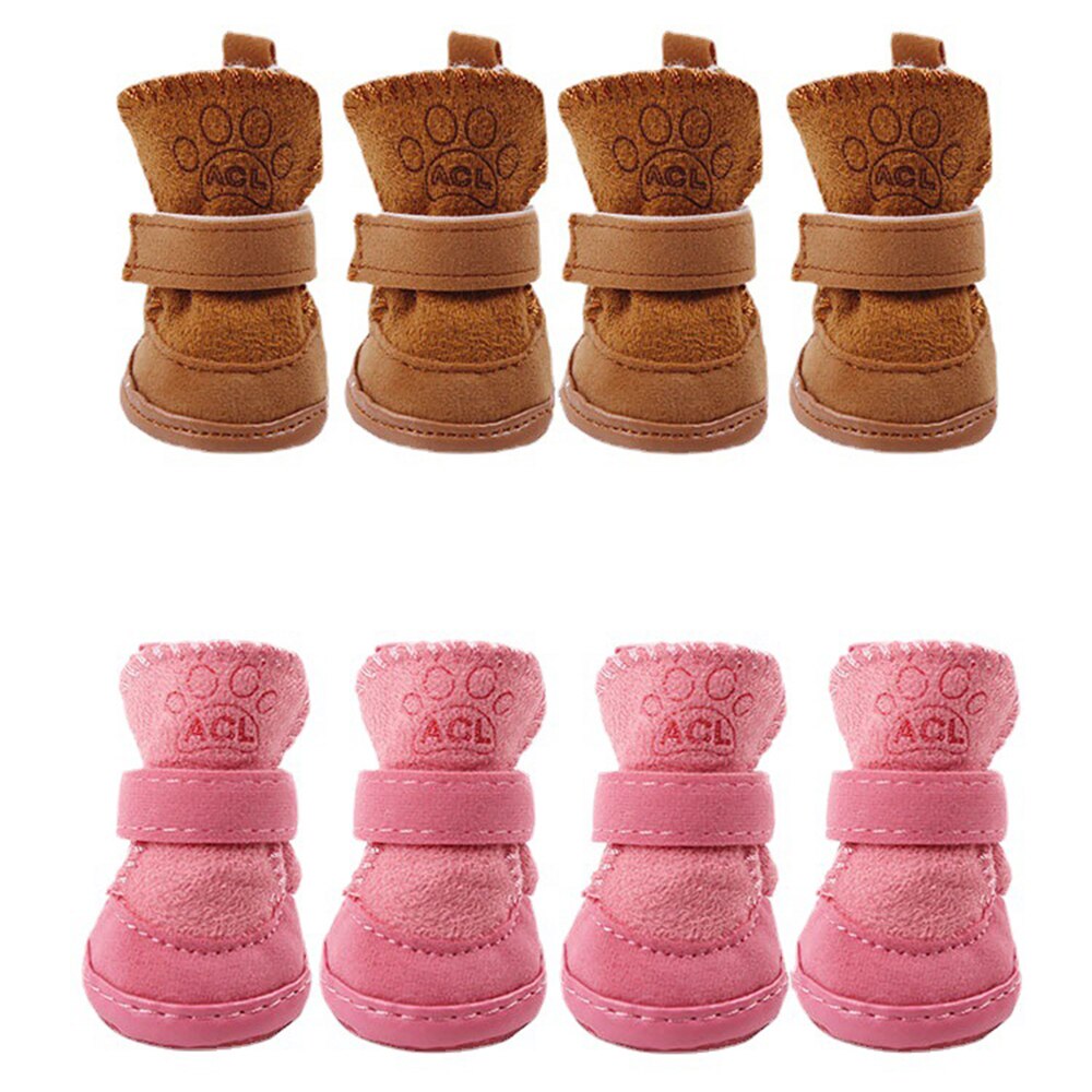 4 Stks/set Hond Schoenen Winter Warm Schoenen Voor Honden Dikke Sneeuw Wandelen Non Slip Katoen Pluche Voor Chihuahua Honden puppy Pet Product