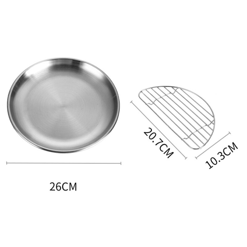 Fried Chicken Plate Pork Chop Plate Stainless Steel Round Cafe Salad Plate Dim Sum Cake Plate Chicken Chop Rack