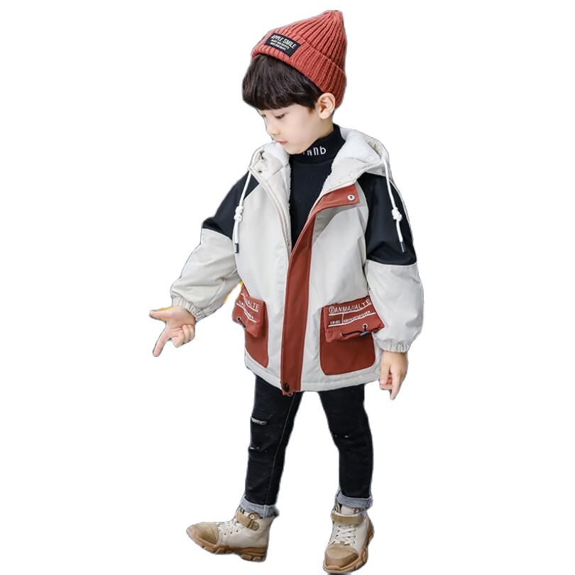 Baby Boys Clothes Winter Thicken Fleece Lining Warm Jacket Children Long Hooded Waterproof Coat Sport Windbreaker Outfit