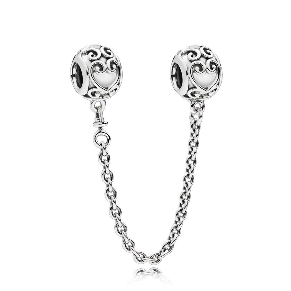 PDB 01 100% 925 sterling silver Logo rose badge raindrop family forever gesture safety chain for charm bracelet: 797036