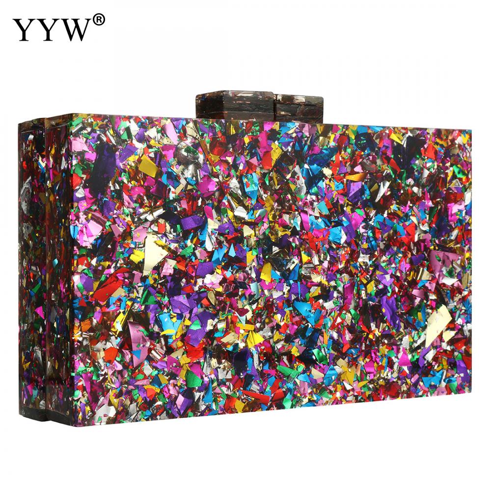 Nova carteira elegante multi-color sequin noite saco de luxo feminino festa de núpcias baile de formatura blingbling bolsa de embreagem de casamento acrílico