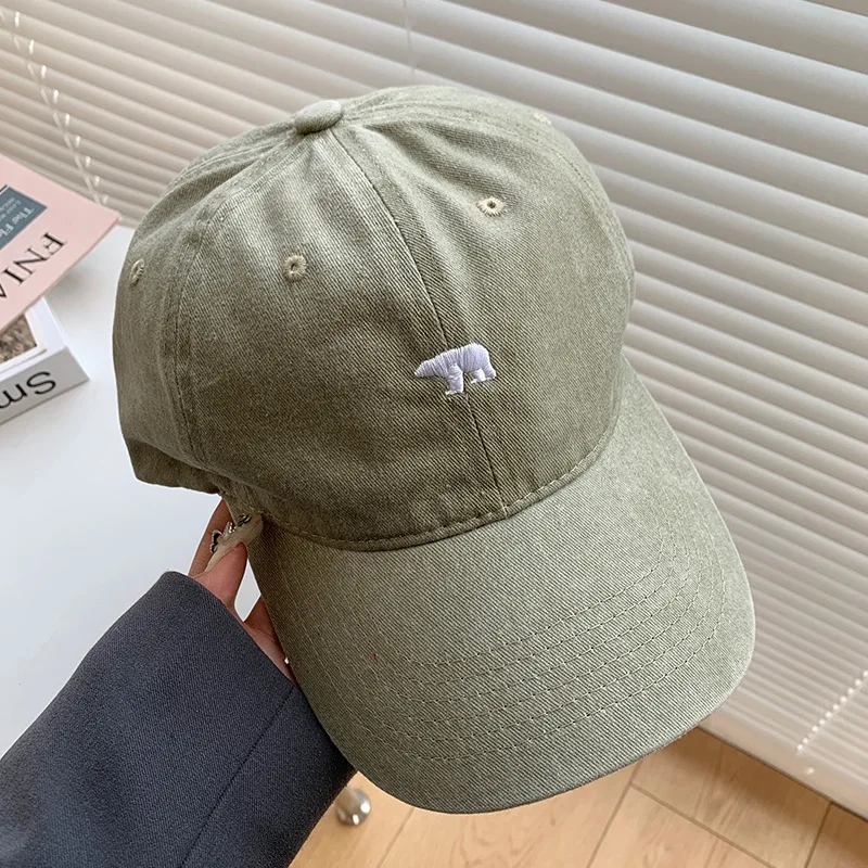 Stilvolle Baseballkappe mit Eisbär-Stickerei, Sonnenschutz, atmungsaktiv, verstellbar, idealer Freizeithut für Herren und Damen, unisex-Baseballkappen: dunkel Grau