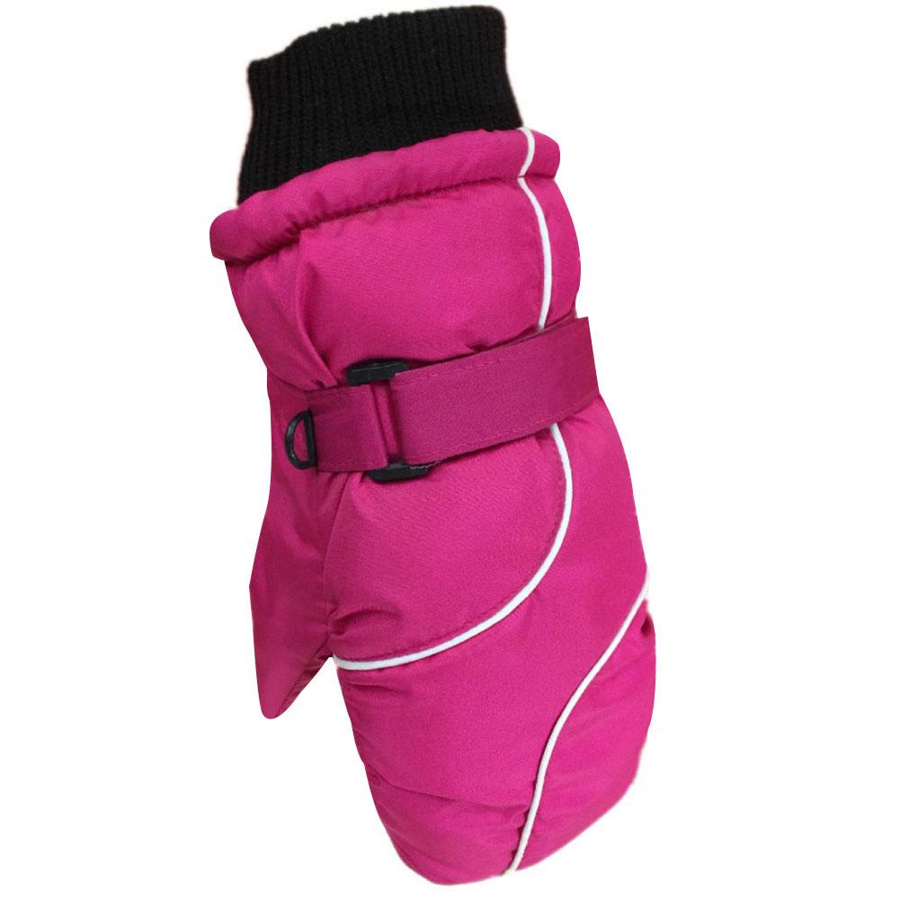Fortykkede varme skihandsker fløjls tilføjende og fortykkede vandtætte vindtætte udendørs handsker til børn fri størrelse: Hot pink