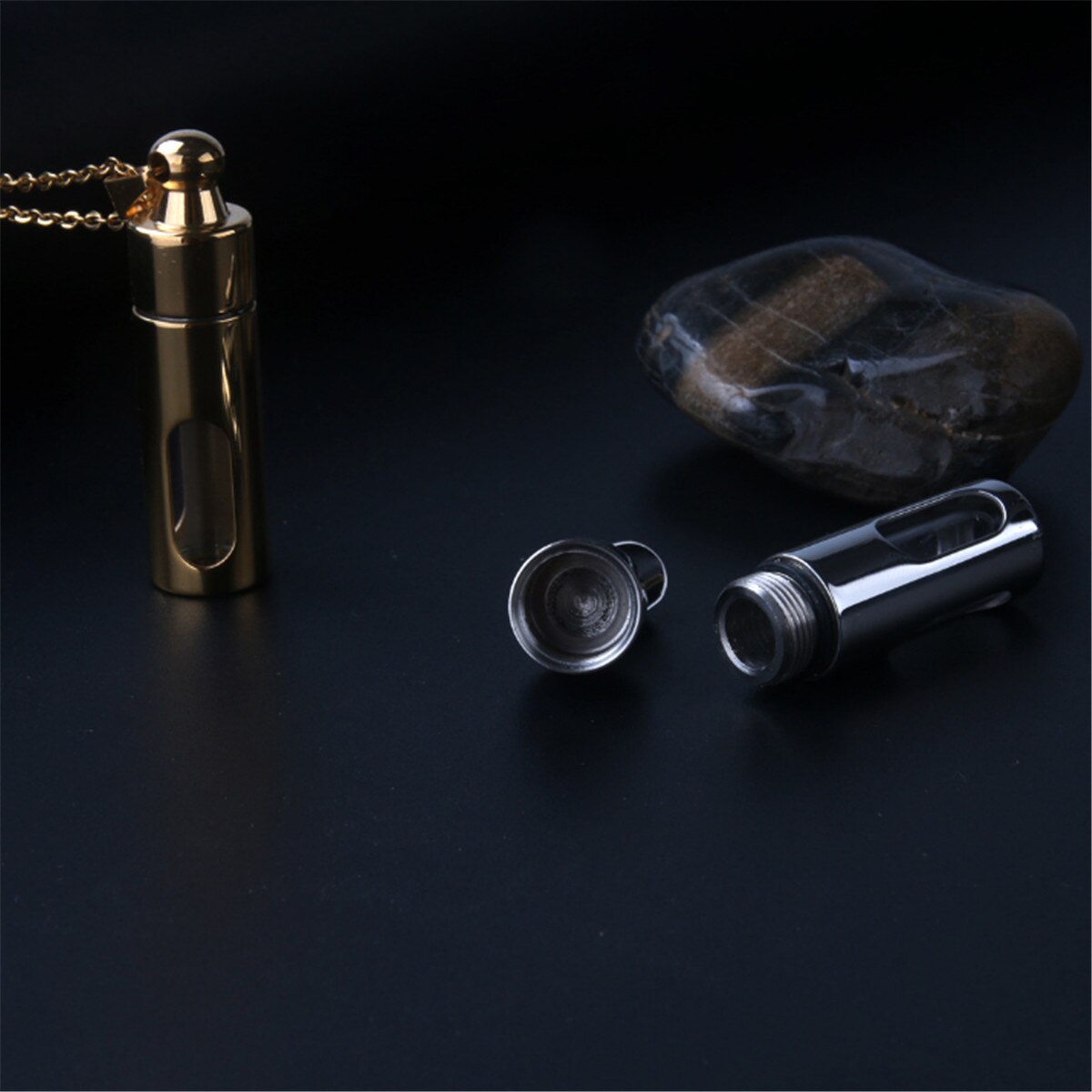 Colgante collar de hombre, urna de ceniza, cremación conmemorativa, contenedor de vidrio de acero inoxidable
