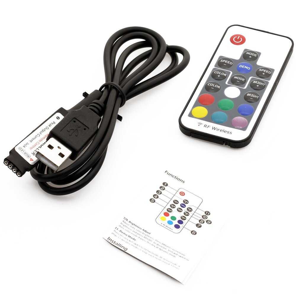 Dc 5v usb rgb controller med mini 3 nøgle  / 17 nøgle rf controller til usb led strip