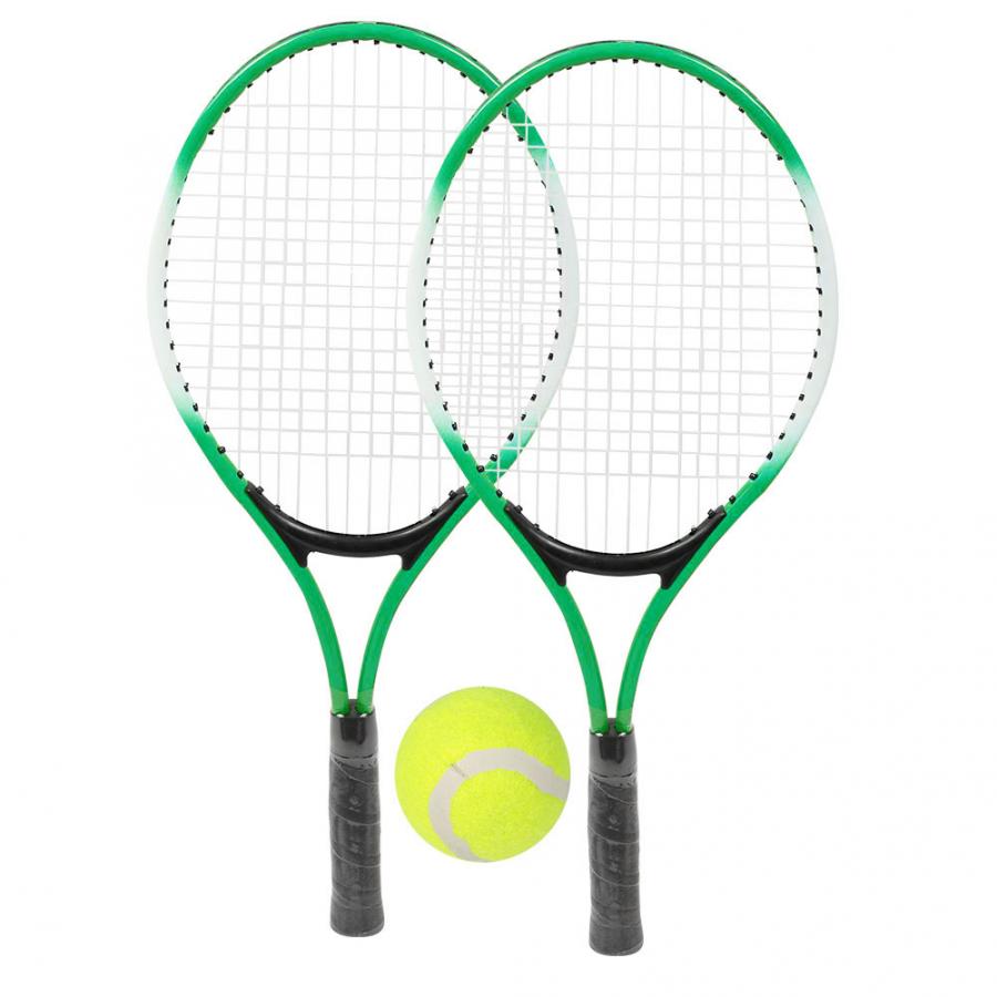 Kinderen Tennisracket Beginner Praktijk Racket Ijzer Legering Kinderen Kids Tennisracket Accessoire met Bal en Draagtas: green