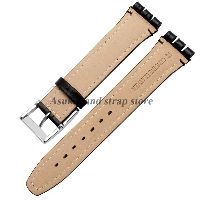 17mm 19mm Echtleder Armbinde für Swatch YCS YAS YGS Ironie Männer Frauen Sportuhrenarmband Männer Frauen Stahl Edelstahl Armbinde