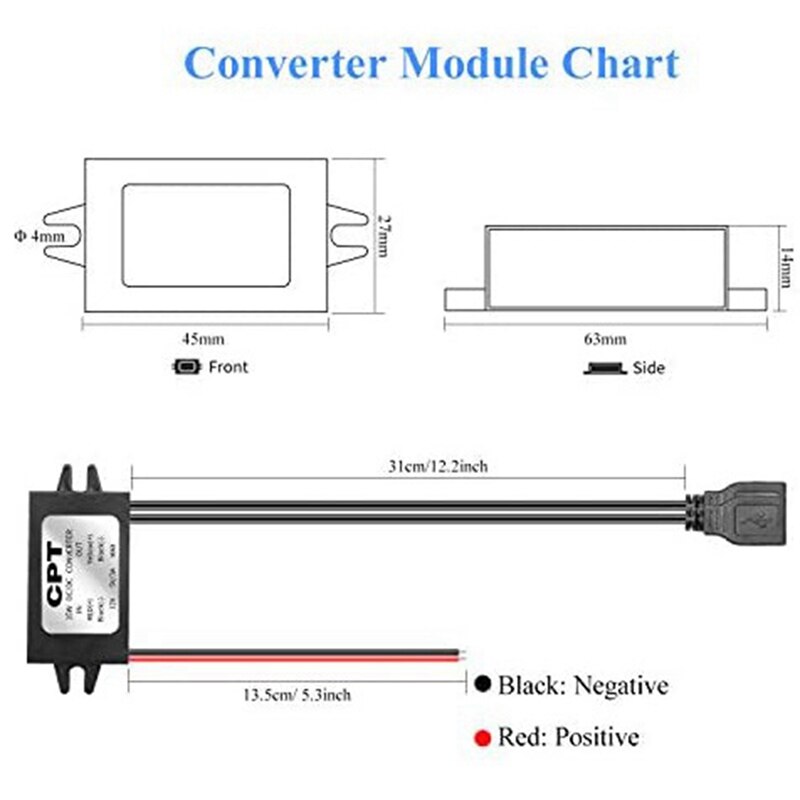 DC Converter 12V To 5V 3A 15W DC USB Converter Buck Module With 2 USB Output Power Adapter