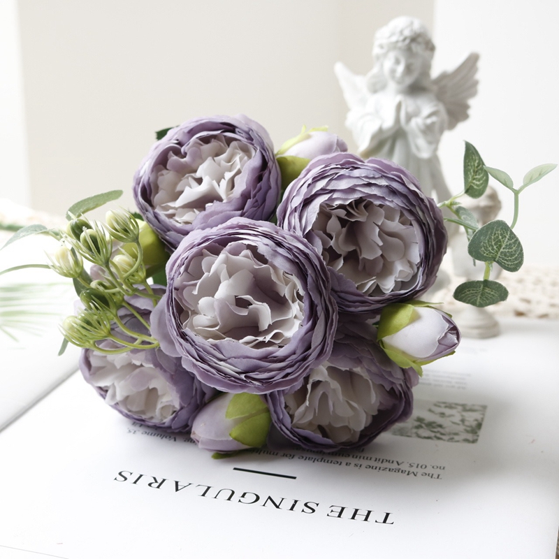 Buquê de flores artificiais de rosas para decoração de casa, festa de casamento, suprimentos de flores falsas, artesanato diy, acessórios de vaso de flores