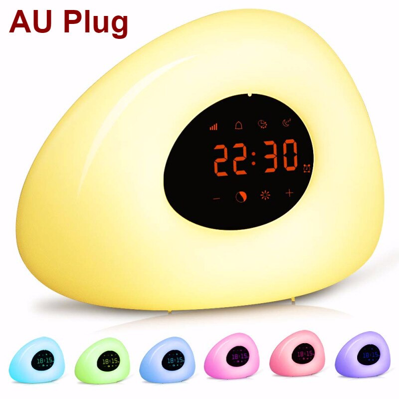 Sunrise Digital Alarm Clocks Smart Wake-Up Light Touch Sensor Bedside Lamp Alarm Clock RGB 7Colors Light Clocks Snooze Feature: AU