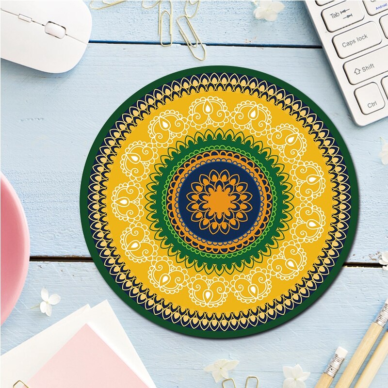 Computer Mat Mouse Pad Rubber Thickening Non-slip Pattern Round Mouse Pad Art Mice Mat For Computer Laptop: Style 4