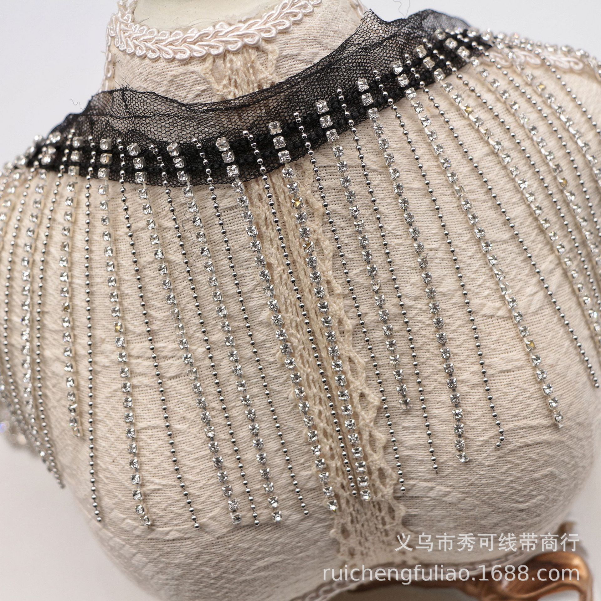 0.5m sølvgrå frynsede metallkjeder krystallperler blonder håndlaget duskkant gjør-det-selv jeans vesker sko og hatter dekorasjon anheng: Antikk messing