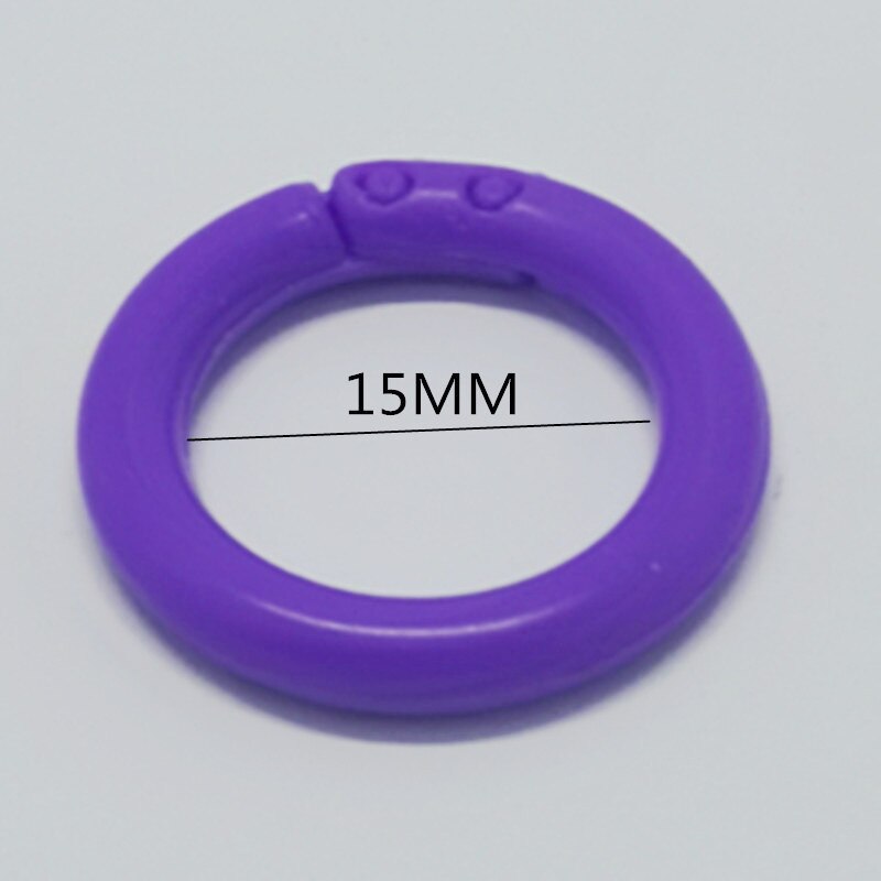 Inner diameter 15MM plastic ring binder DIY album circular binder hoop to open office bookbinding supplies album: Purple