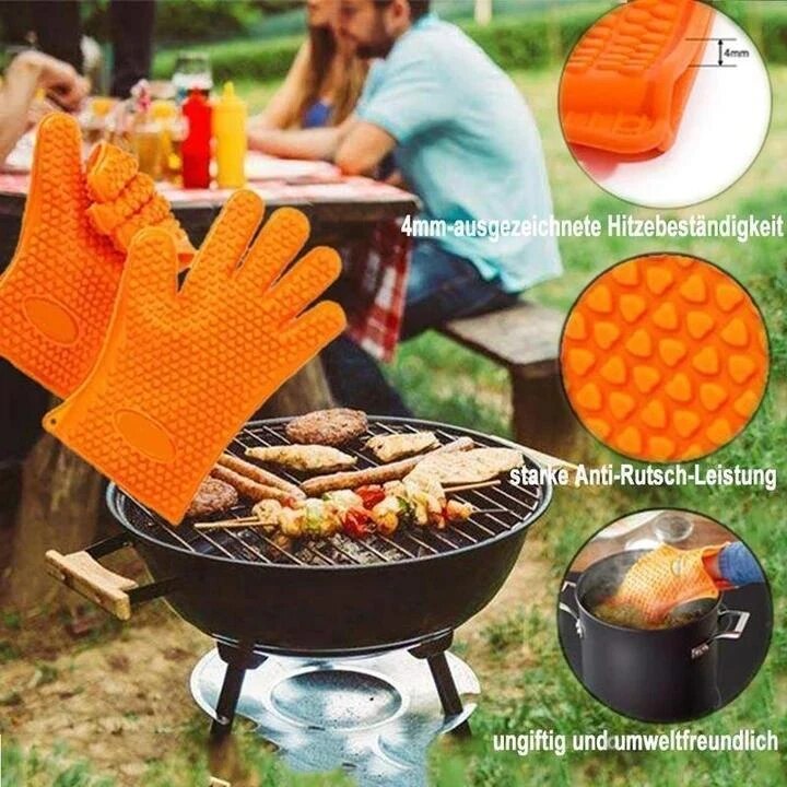 Varmebestandige handsker ovn handske varmebestandig silikone ovn handske tyk madlavning køkken grill handske køkken