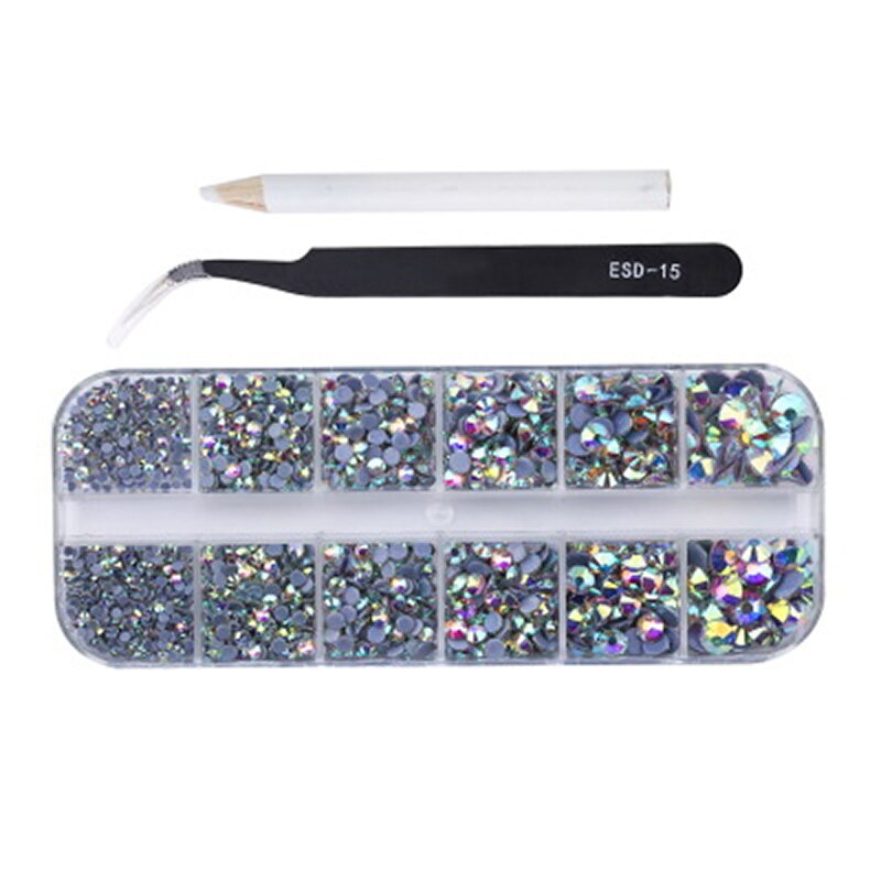 Fix Strass Set/Eu Of Us Plug Hotfix Applicator Fix Crystal Glass Rhinestone Iron-On Wand voor Kleding Schoenen: white AB set