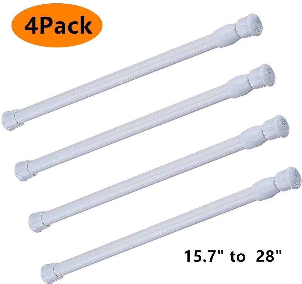 4 Pack Adjustable Spring Steel Tension Rods Cupboard Bars Extendable Non-slip Tension Curtain Rod: C