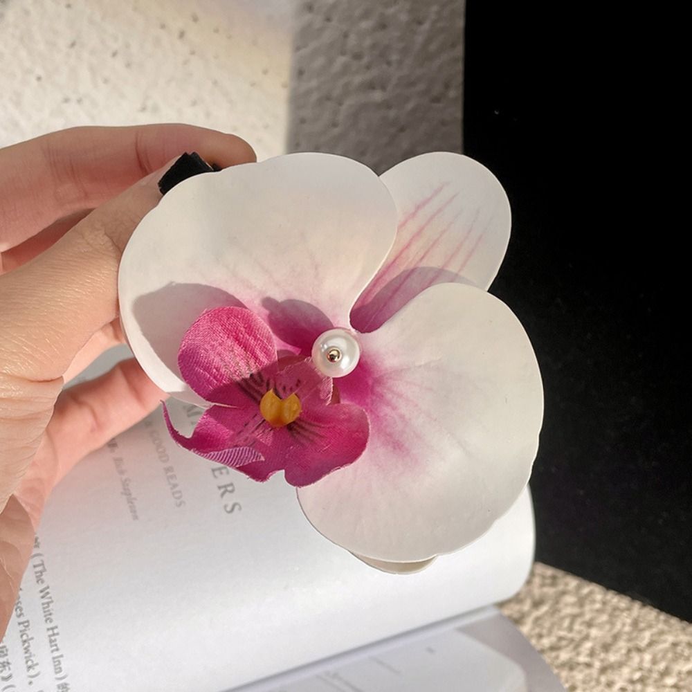 Accesorios para el cabello Clip para el cabello de flores, adorno para el cabello, horquilla de Orquídea rosa, pasadores laterales, tocado, pasadores bohemios: Marrón