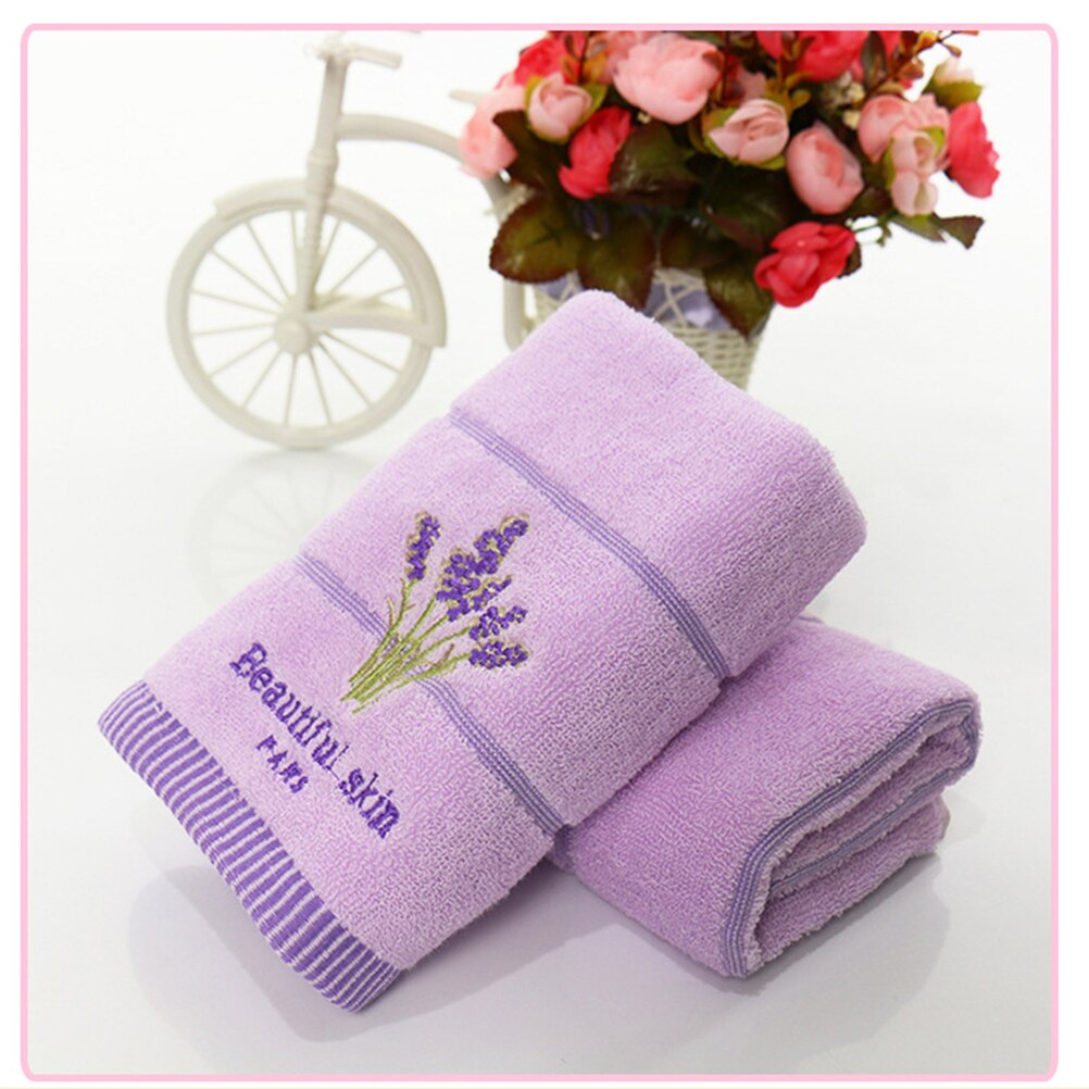 1Pc Borduren Handdoeken Mooie Huid Parijs Lavendel Bloemen Katoen Stof Geurige Geur Basten Handdoeken 34*74 Cm: Paars