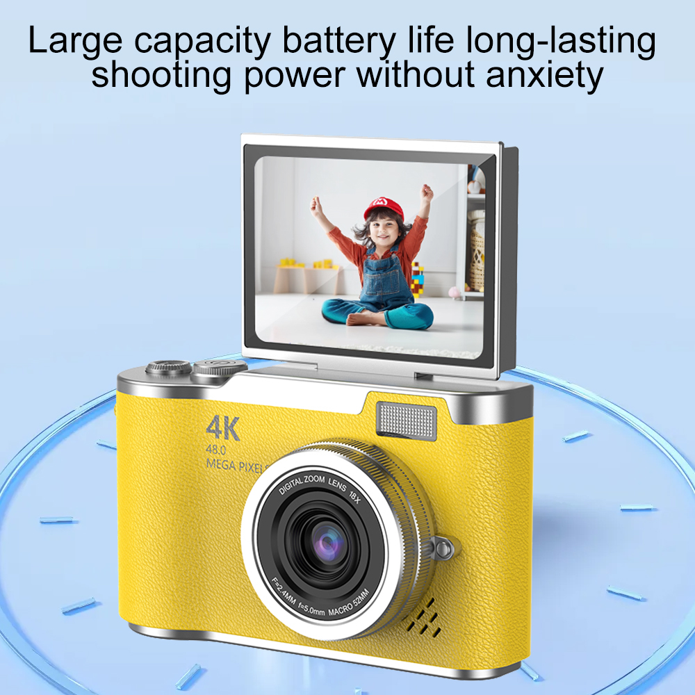 Cámara digital Grabadora de vídeo Vlog vintage con zoom digital 8X 180 ° Cámara de fotografía digital compacta Selfile con pantalla abatible para niños