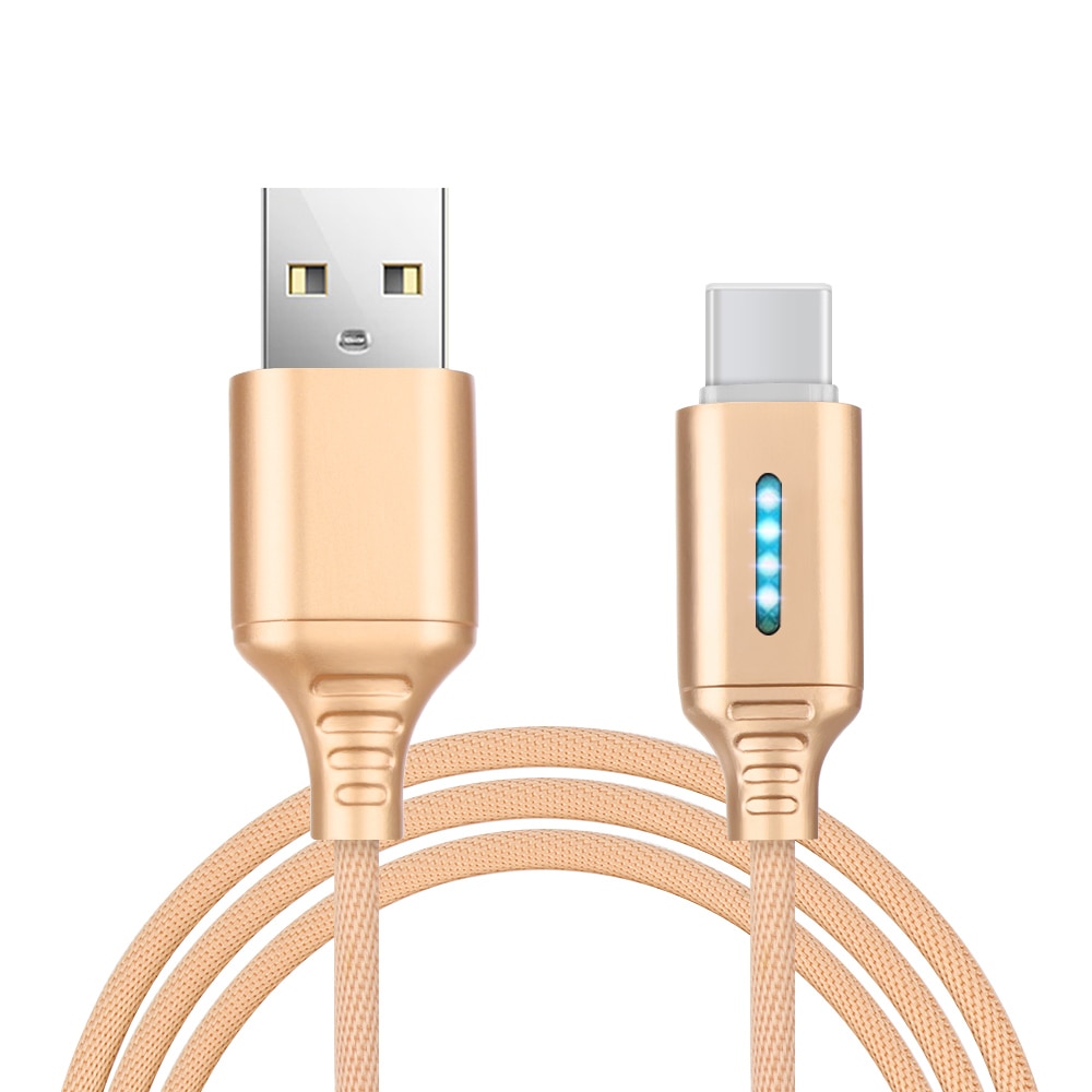 1PC 1m USB Charging Data Sync Nylon Cable Safety Protection Updated Auto Cut-off Disconnect Led Light USB Accessories