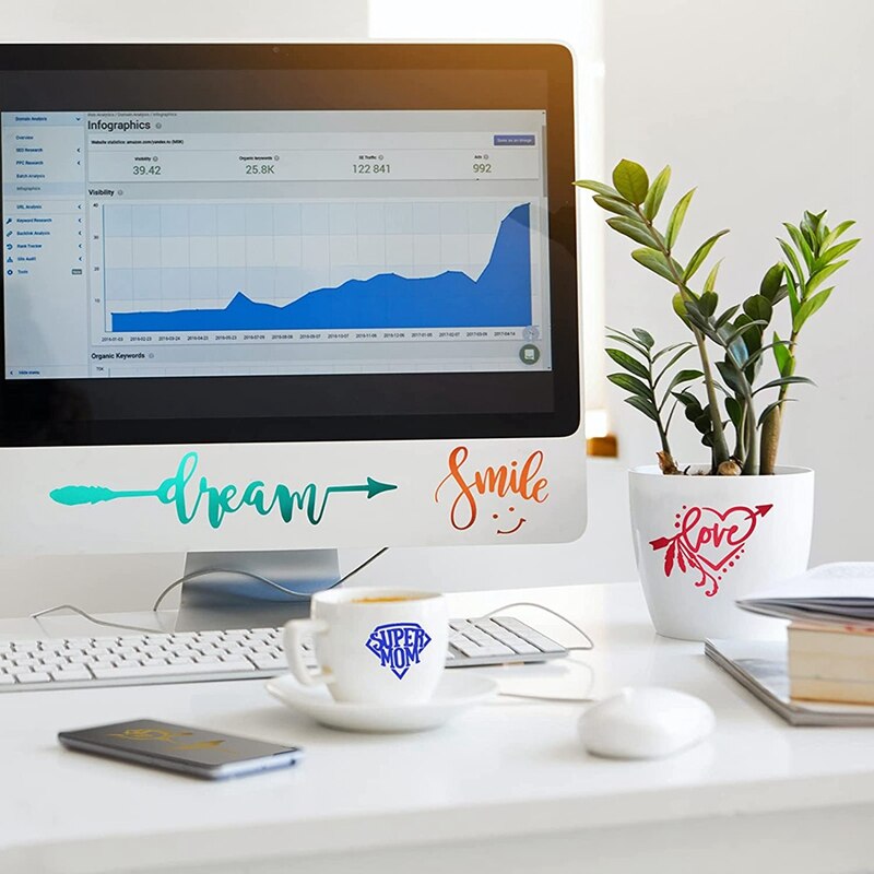 Adhesive Craft Vinyl Decal 10 Sheets 12Inchx12inch For Cricut For Cup Decor,Party Decoration, Wedding Valentine Sticker