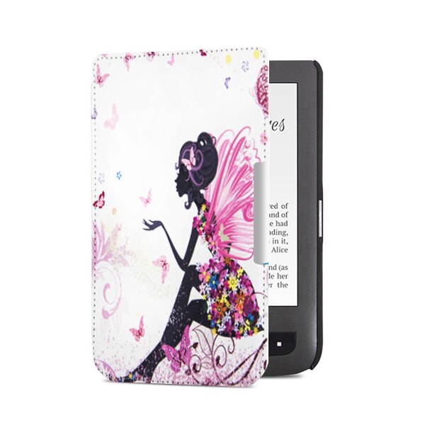 1pc PU leather cover beschermhoes voor pocketbook touch lux 3 Ruby Rood voor pocketbook 614 plus 615/ 624/625/626 ereader: jlnh