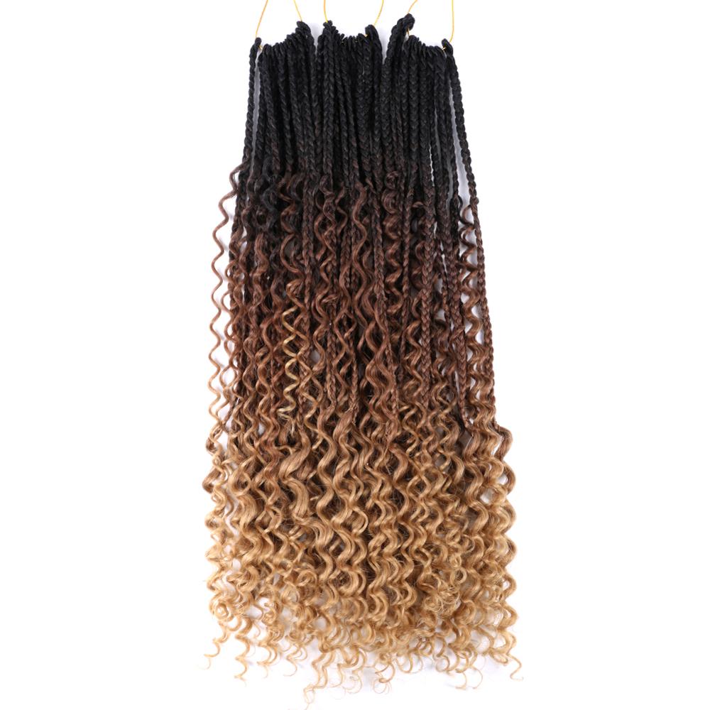 Messy Box Braids Hair Extension Long Length 22inch 24strands Ombre Braids Hair Crochet: T4/27/30 / 5Pcs/Lot